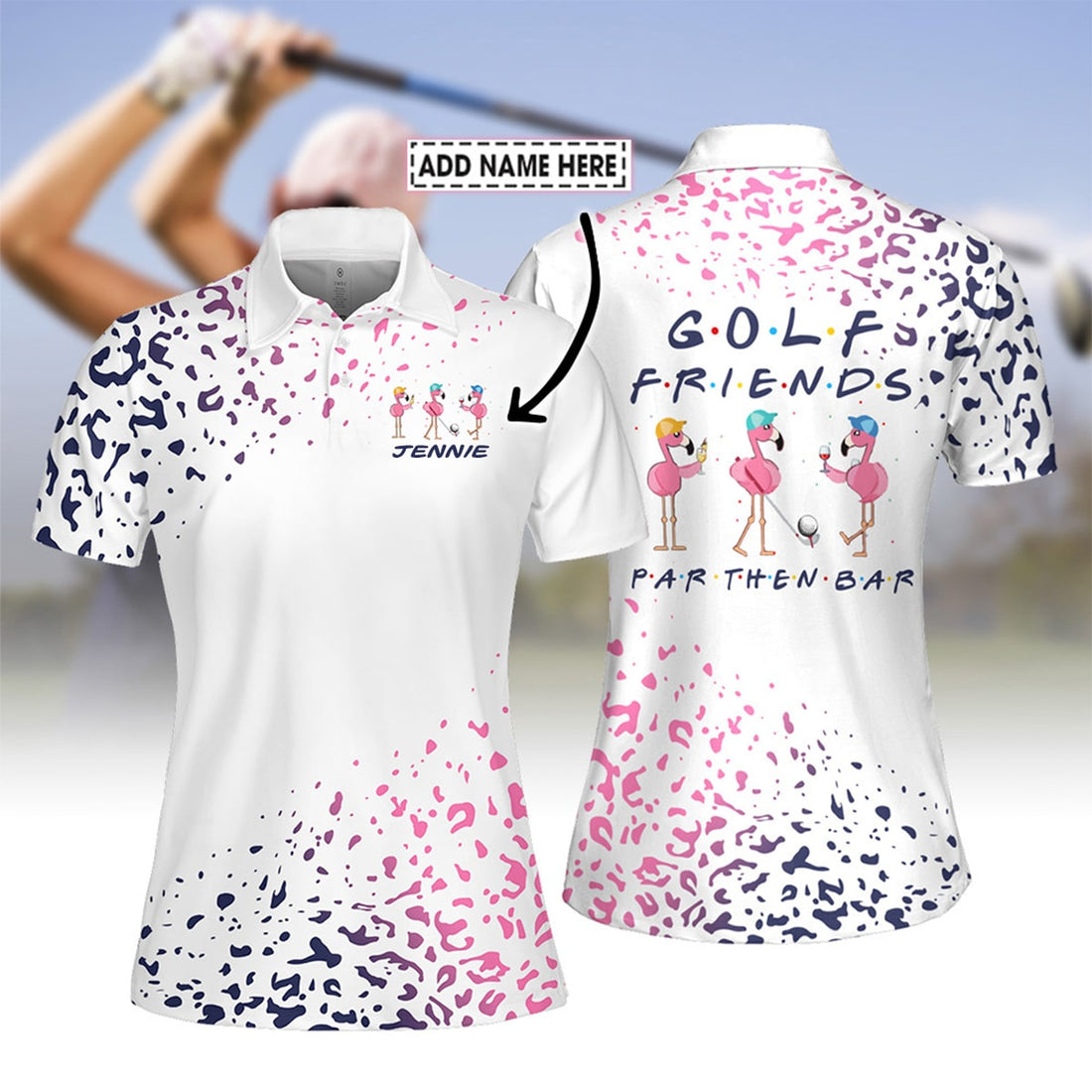 GOLF FRIENDS PAR THEN BAR LEOPARD FLAMINGO Women Polo Shirt LVH060101