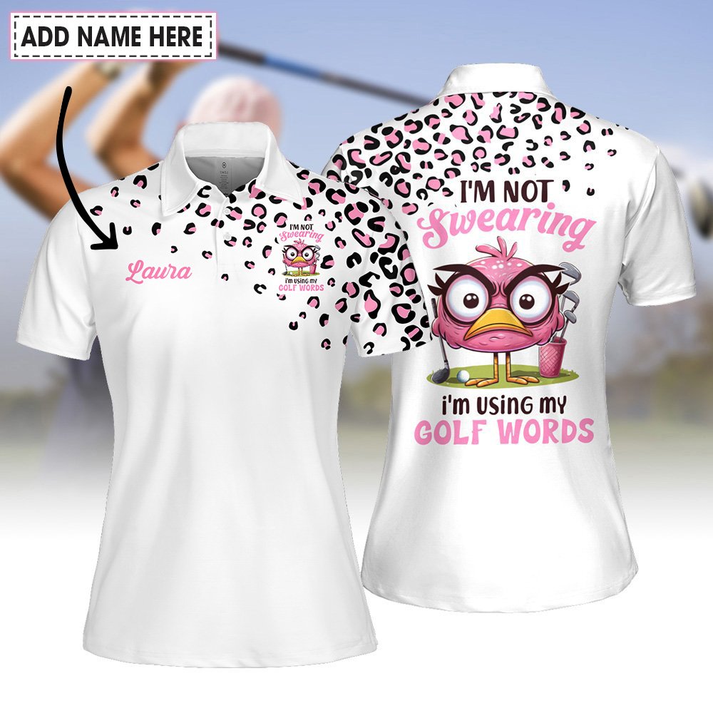 Leopard Flamingo I'm Not Swearing I'm Using My Golf Words Women Polo Shirt LVH070601