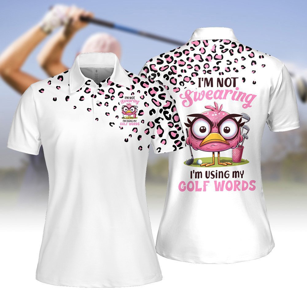 Leopard Flamingo I'm Not Swearing I'm Using My Golf Words Women Polo Shirt LVH070601