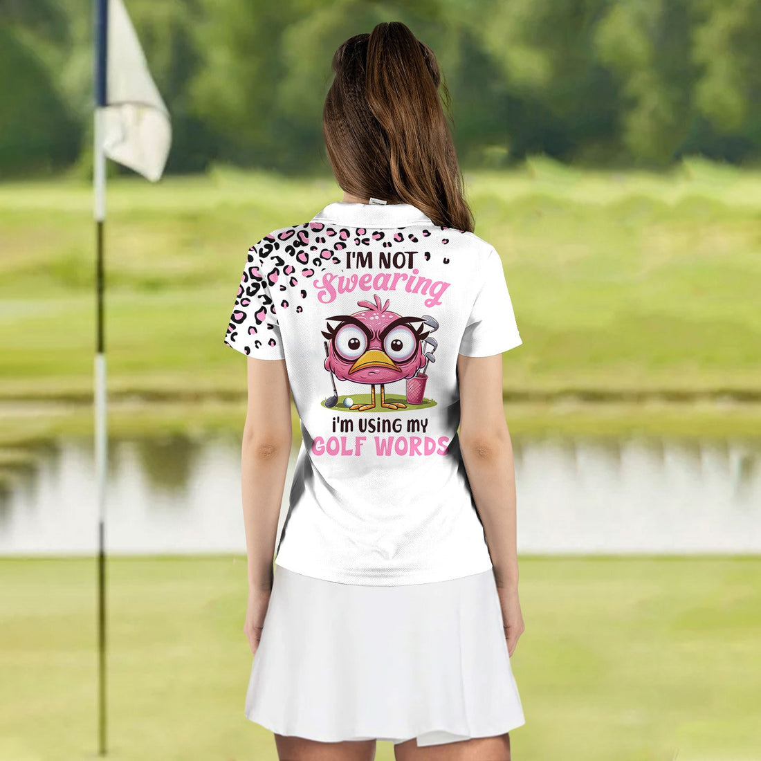 Leopard Flamingo I'm Not Swearing I'm Using My Golf Words Women Polo Shirt LVH070601