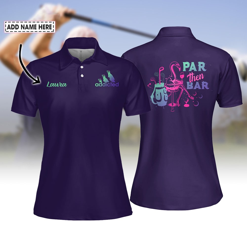 Gradient Par Then Bar Flamingo Women Polo Shirt LVH080101