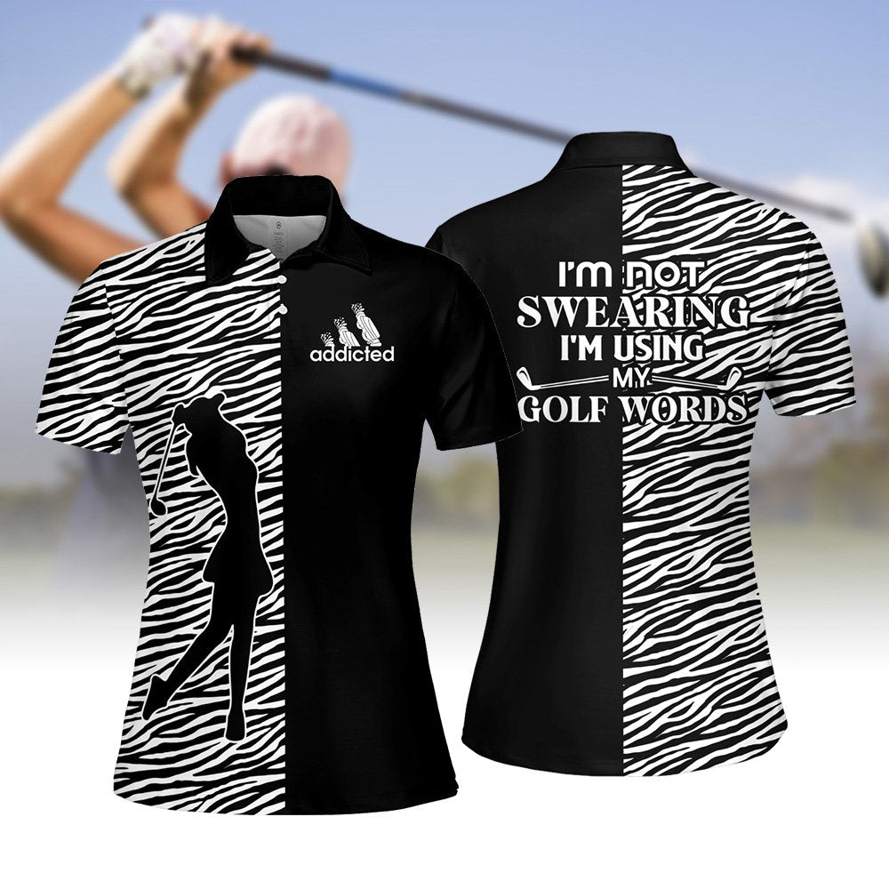 Zebra Pattern I'm Not Swearing I'm Using My Golf Words Women Polo Shirt LVH080601