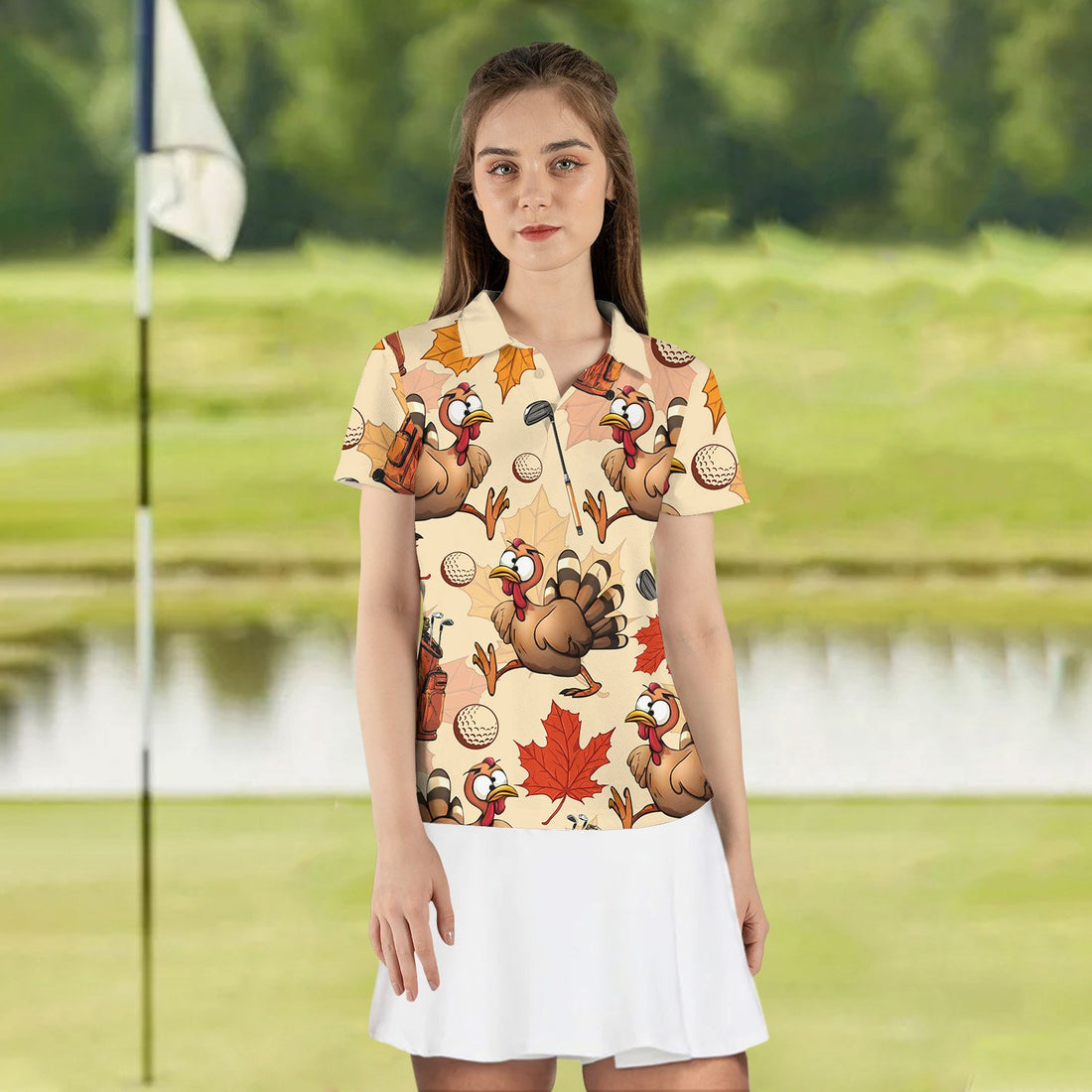 Turkey Golf Pattern Women Polo Shirt LVH110601