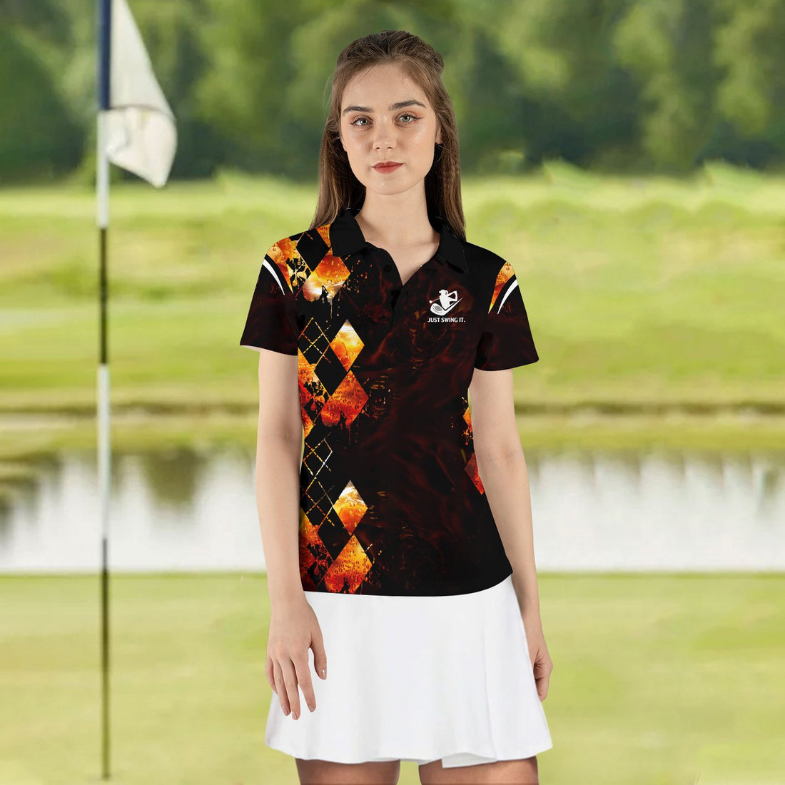 WEEKEND FORECAST GOLFING WITH A CHANCE OF DRINKING Whiskey WOMEN POLO SHIRT LVH120401