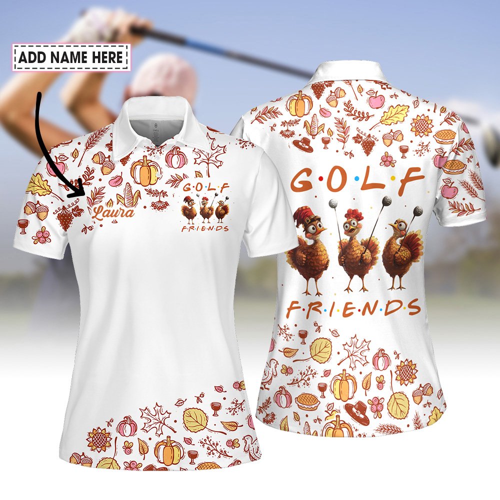 Golf Friends Turkey Thanksgiving Pattern Women Polo Shirt LVH130601