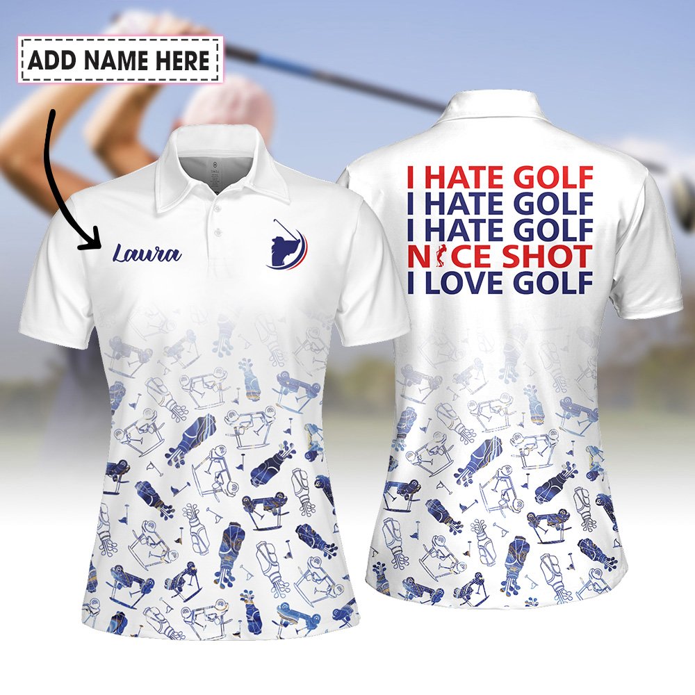 I HATE GOLF BLUE GOLF PATTERN WOMEN POLO SHIRT LVH150401