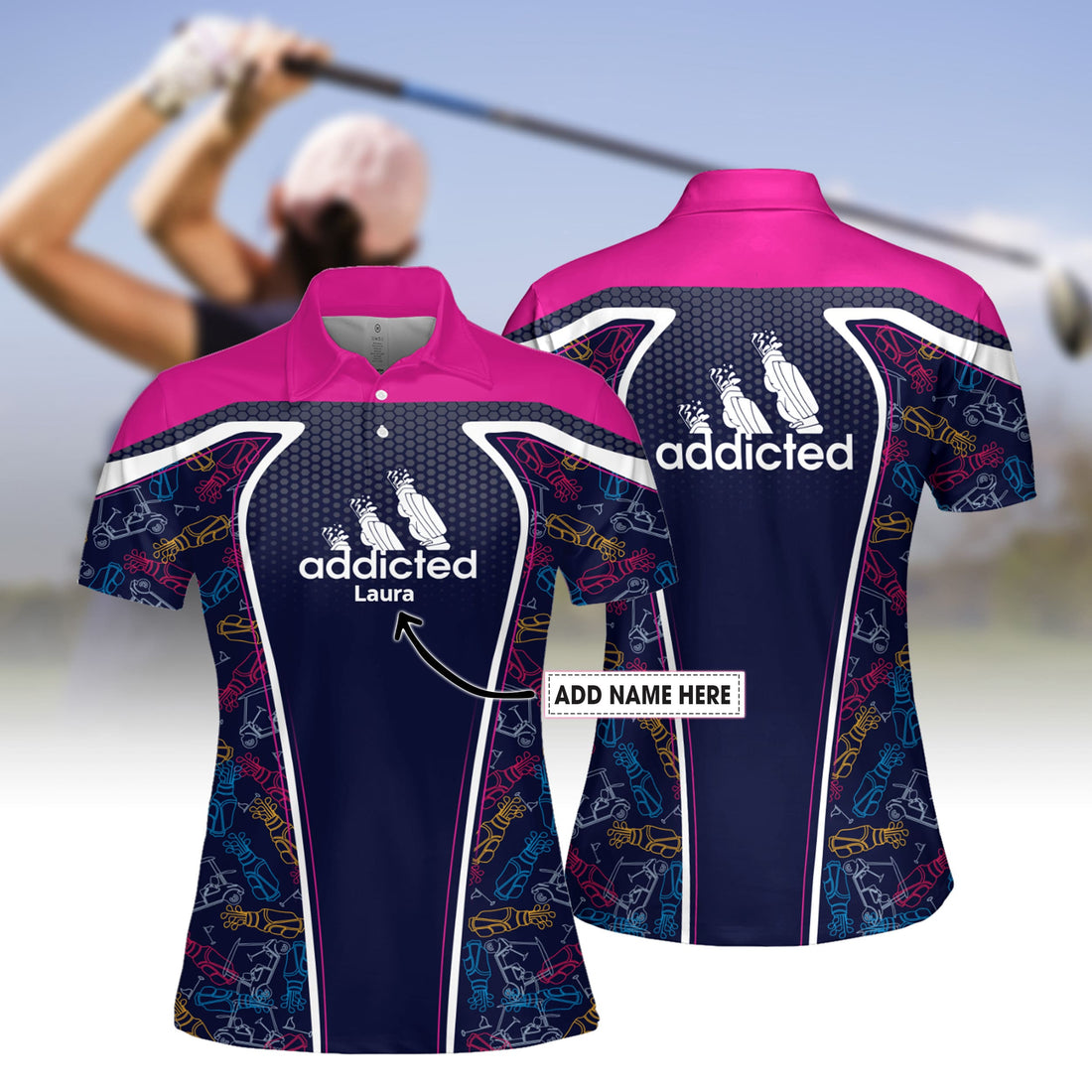 Addicted Golf Line Pink Women Polo Shirt LVH160301