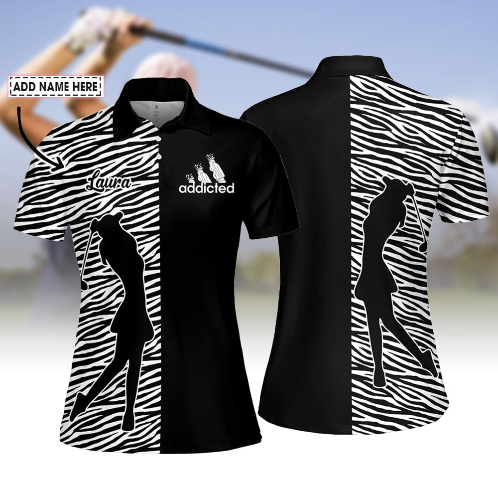 Zebra Pattern Golf Addicted Women Polo Shirt LVH180101