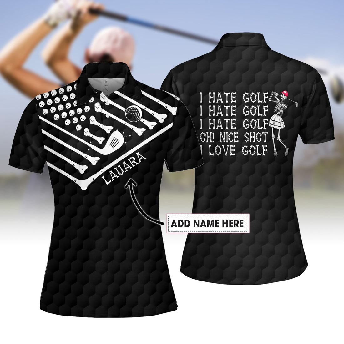 I Hate Golf Halloween Skeleton Women Polo Shirt LVH180401