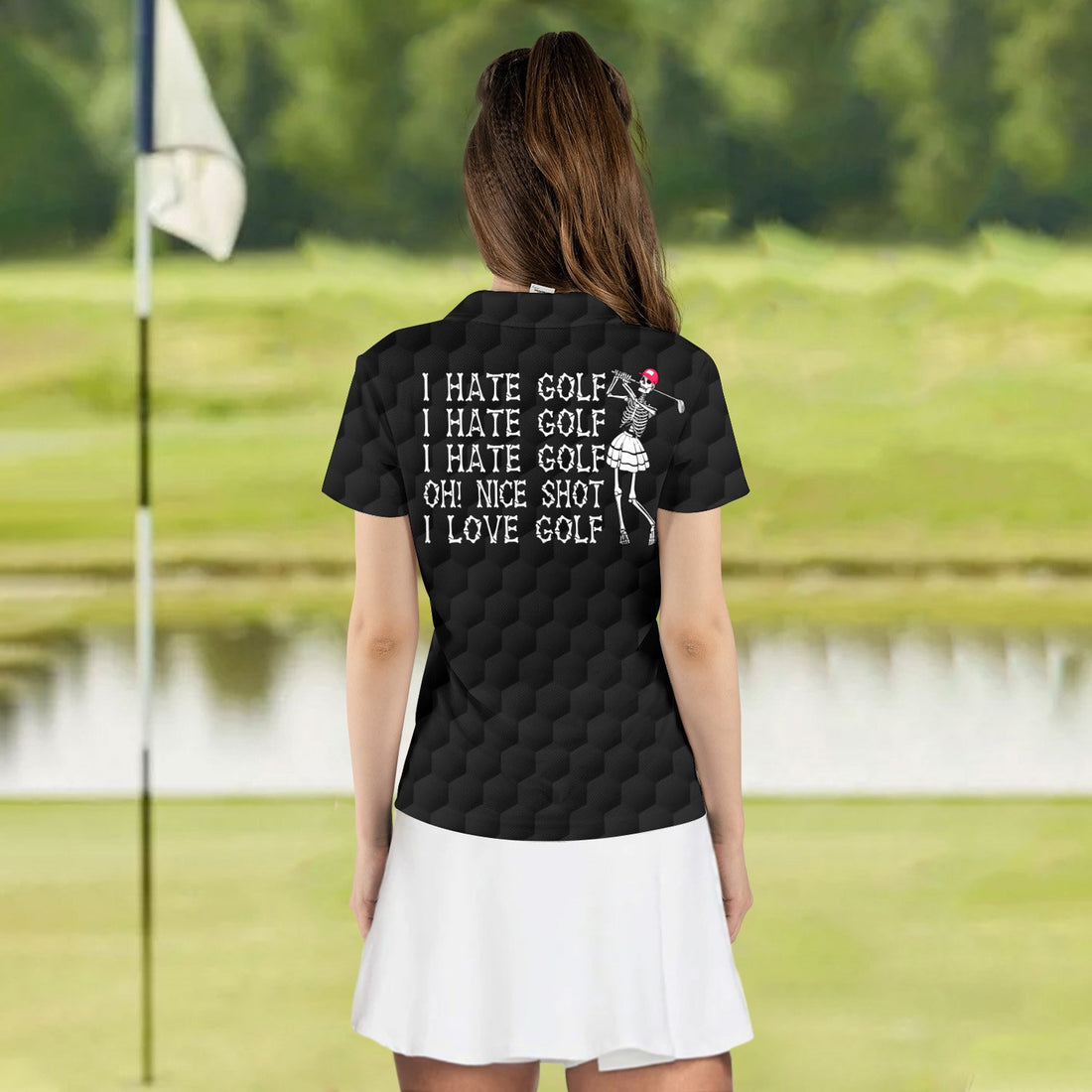 I Hate Golf Halloween Skeleton Women Polo Shirt LVH180401