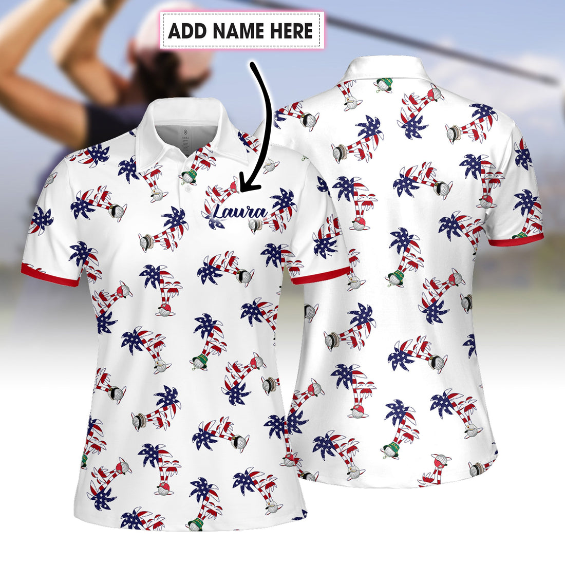 SEAMLESS PALM TREES GOLF BALLS WOMEN Polo Shirt LVH190501