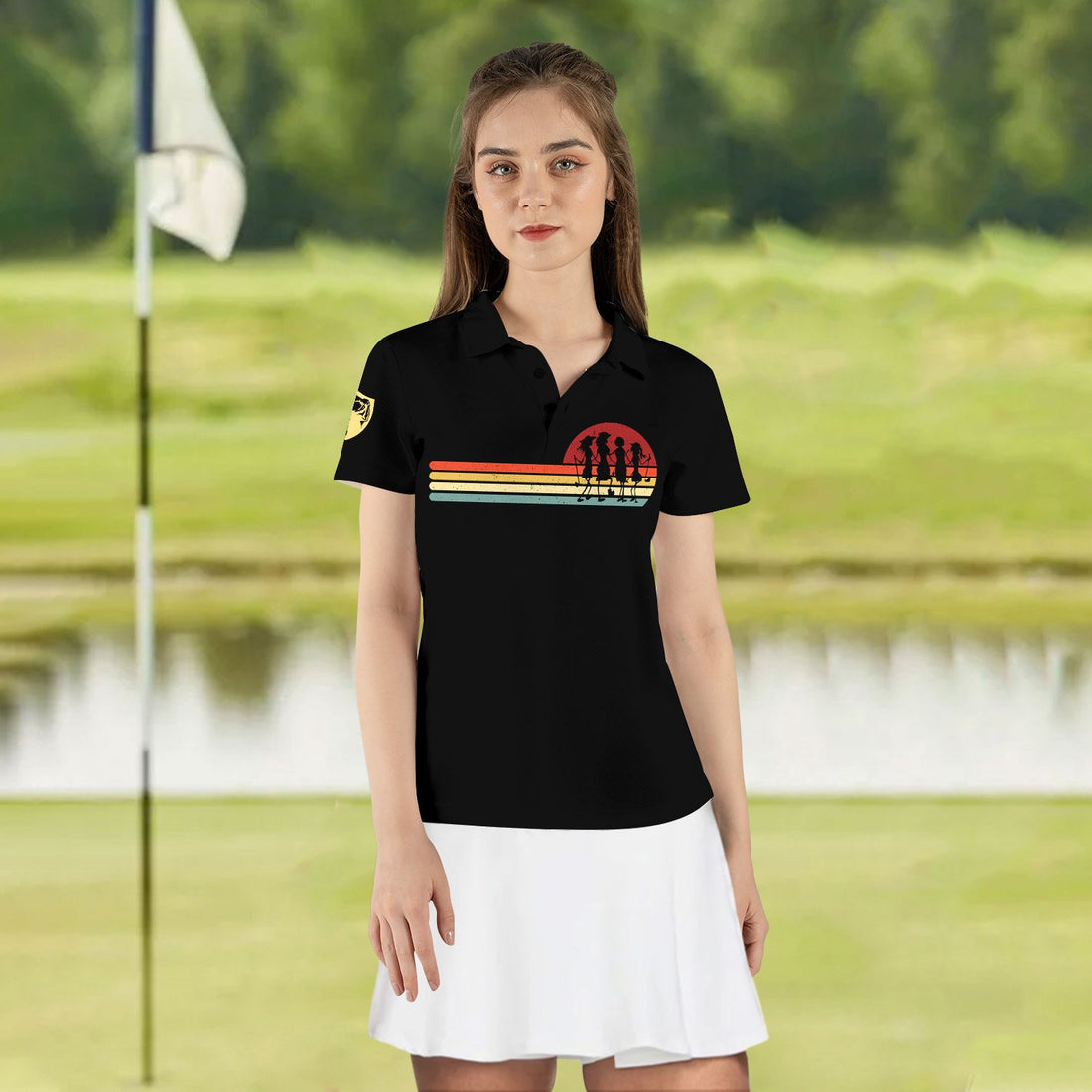 STRIPES LINE GOLF FRIENDS RETRO STYLE GOLF BALL WOMEN Polo Shirt LVH200501