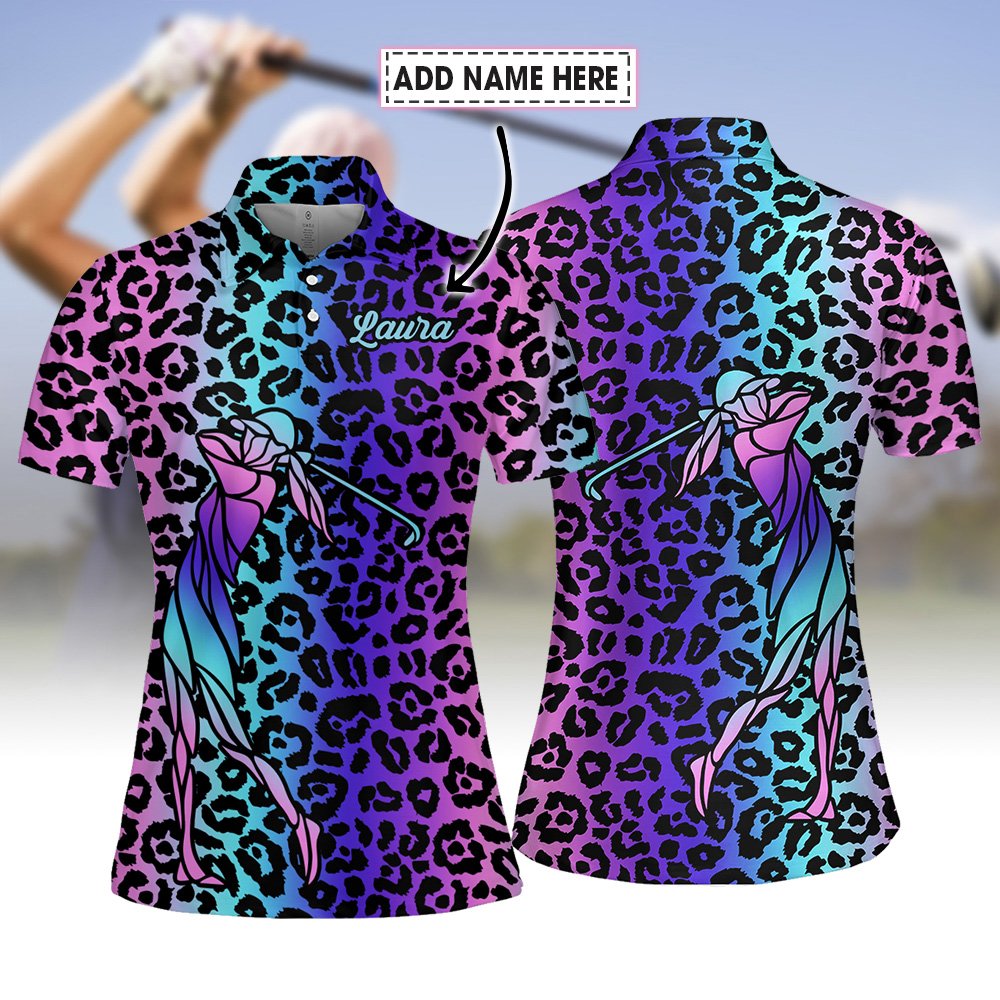 Leopard Gradient Color Golf Pattern Women Polo Shirt LVH220601