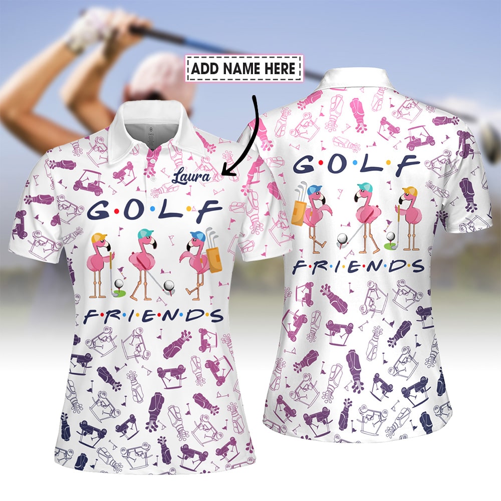 Flamingo Golf Friends Pattern Women Polo Shirt LVH240201