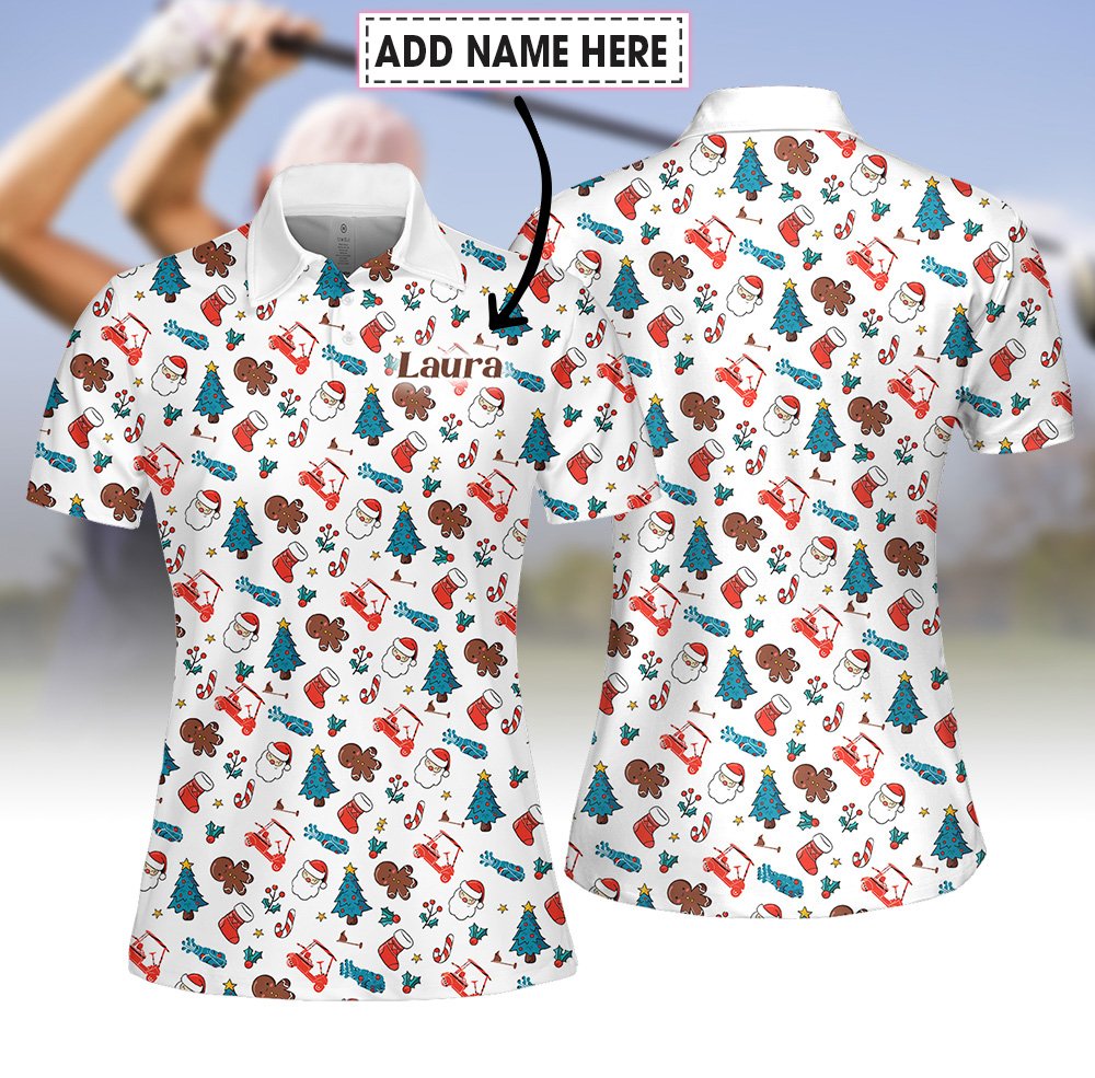 Christmas Golf Seamless Pattern Women Polo Shirt LVH240401