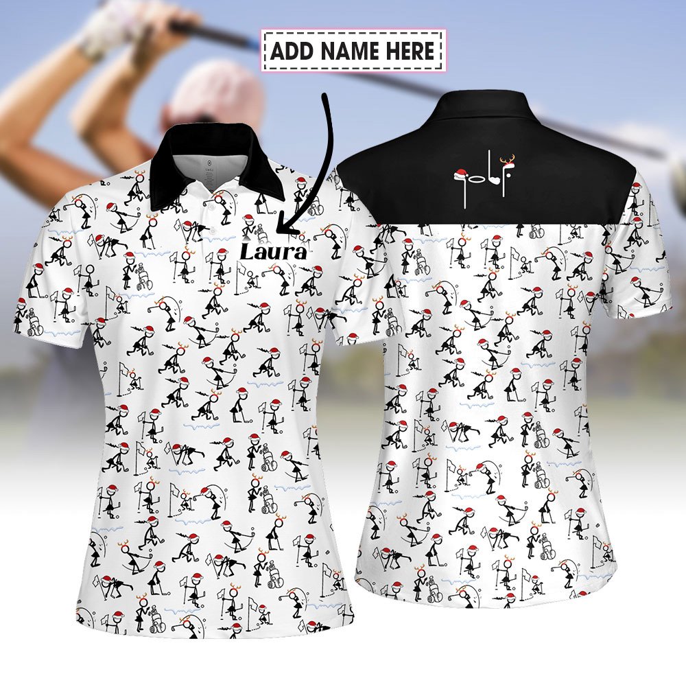 Christmas Women STICKFIGURES PLAYING GOLF Women Polo Shirt LVH250401