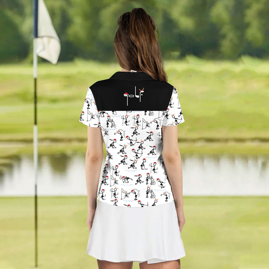 Christmas Women STICKFIGURES PLAYING GOLF Women Polo Shirt LVH250401