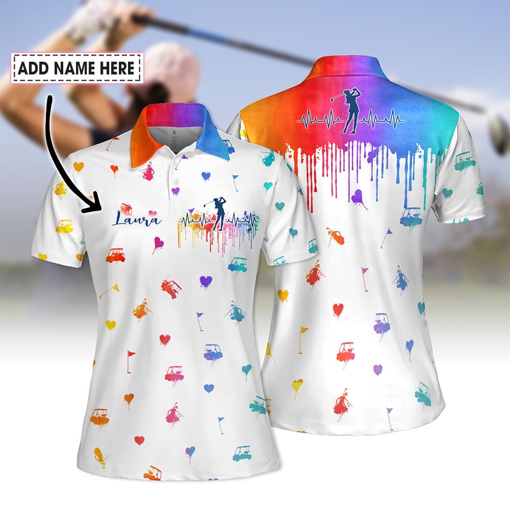 WOMEN GOLF HEART BEAT WATER COLOR Women Polo Shirt LVH260101