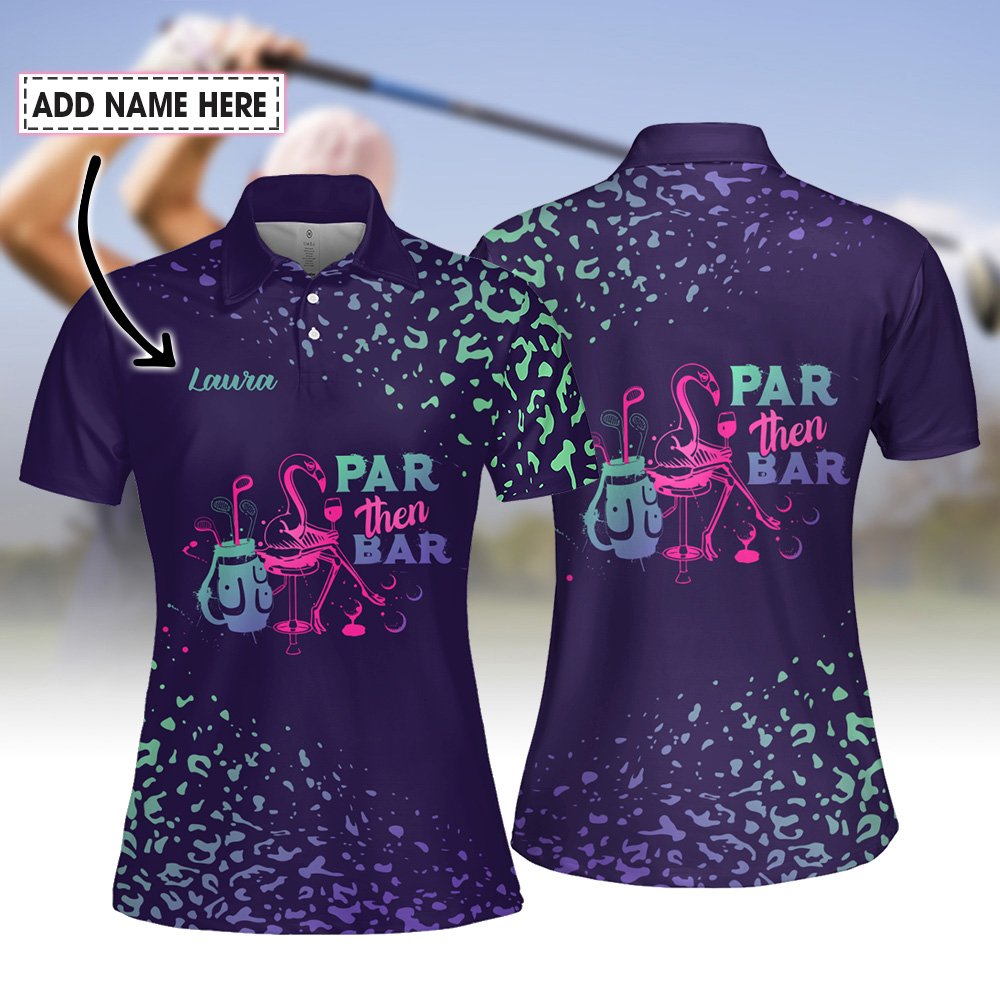 Par Then Bar Flamingo Gradient Leopard Women Polo Shirt LVH260301