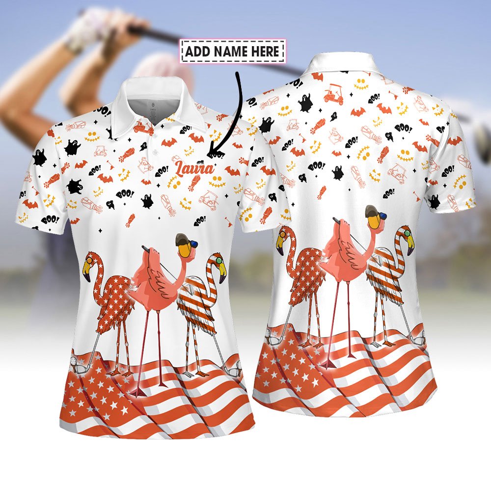 Halloween American Flag FLAMINGO WOMEN POLO SHIRT LVH270501