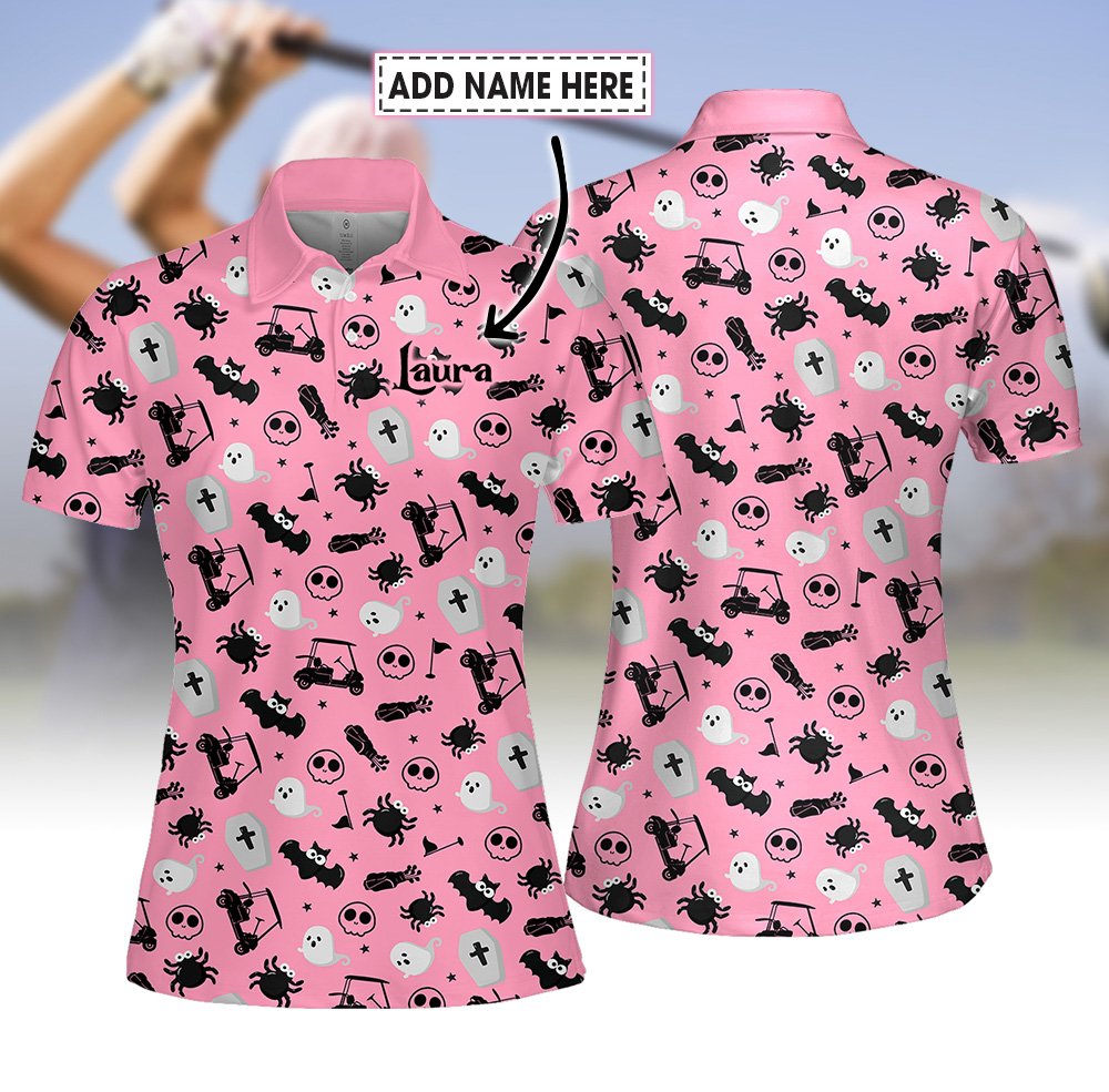 Pink Halloween Cute Pattern Women Polo Shirt LVH280501