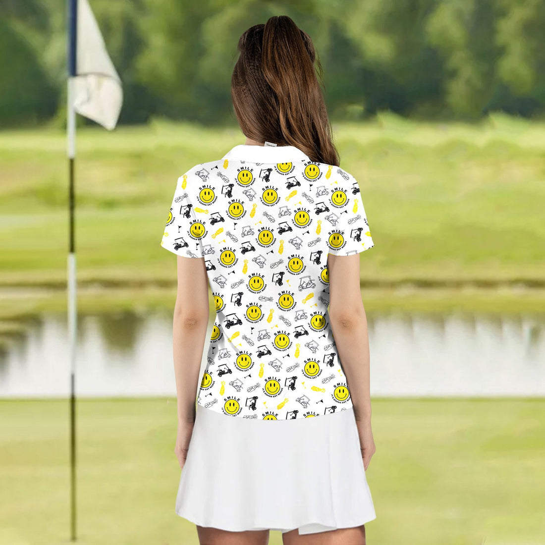 Smile Golf Pattern Women Polo Shirt LVH290401