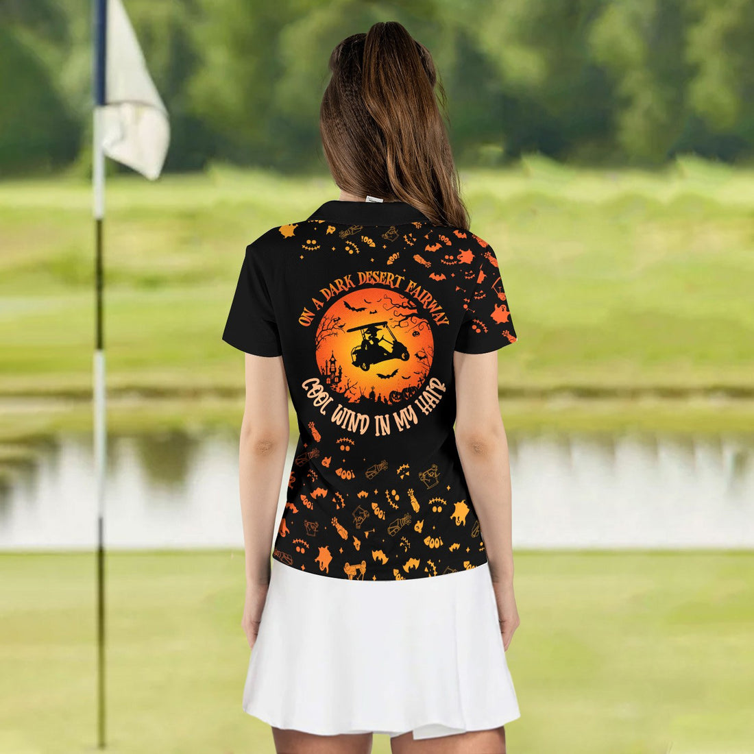 On A Dark Desert Fairway Halloween Women Polo Shirt LVH290501