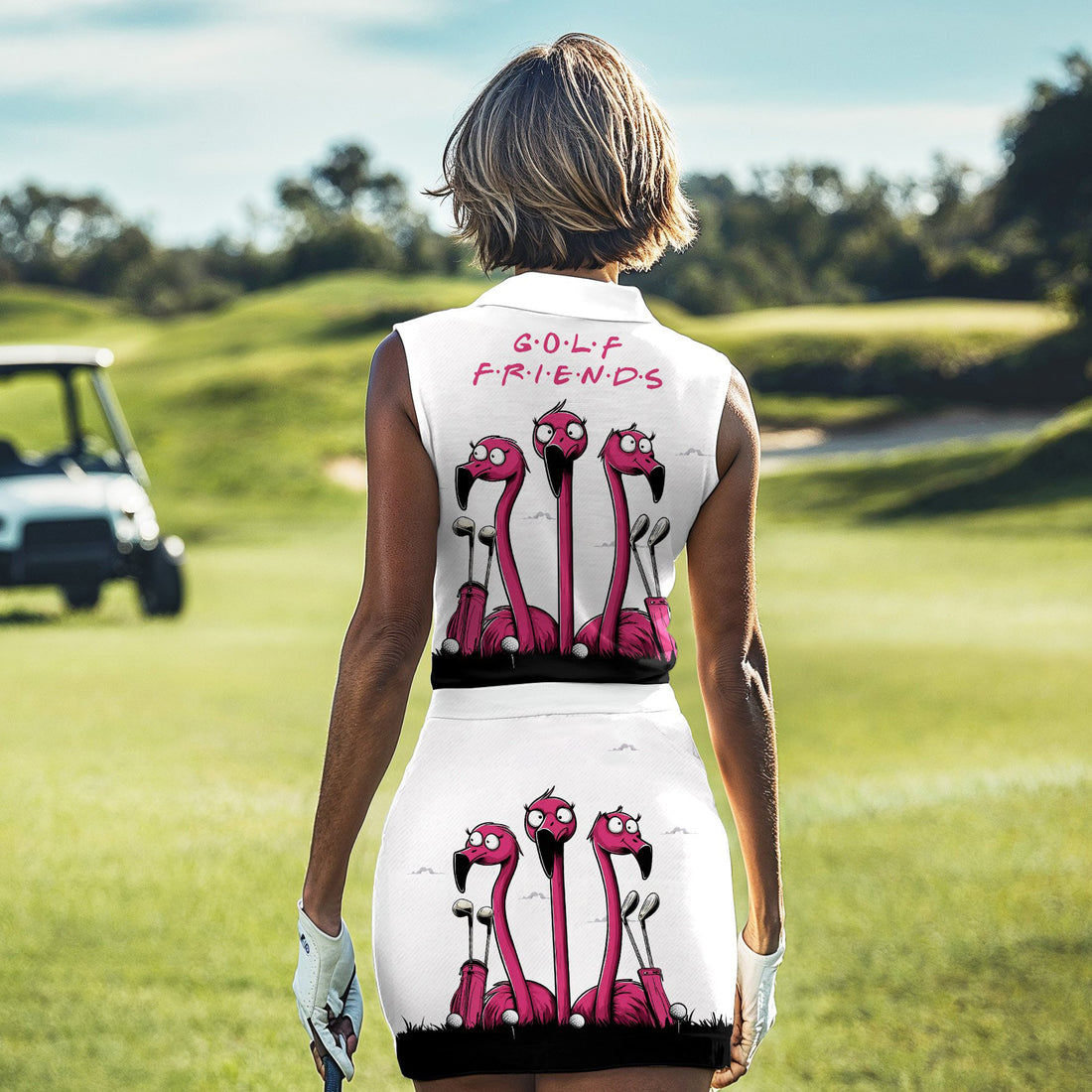 Golf Friends Funny Flamingo Women Polo Shirt LVH090901