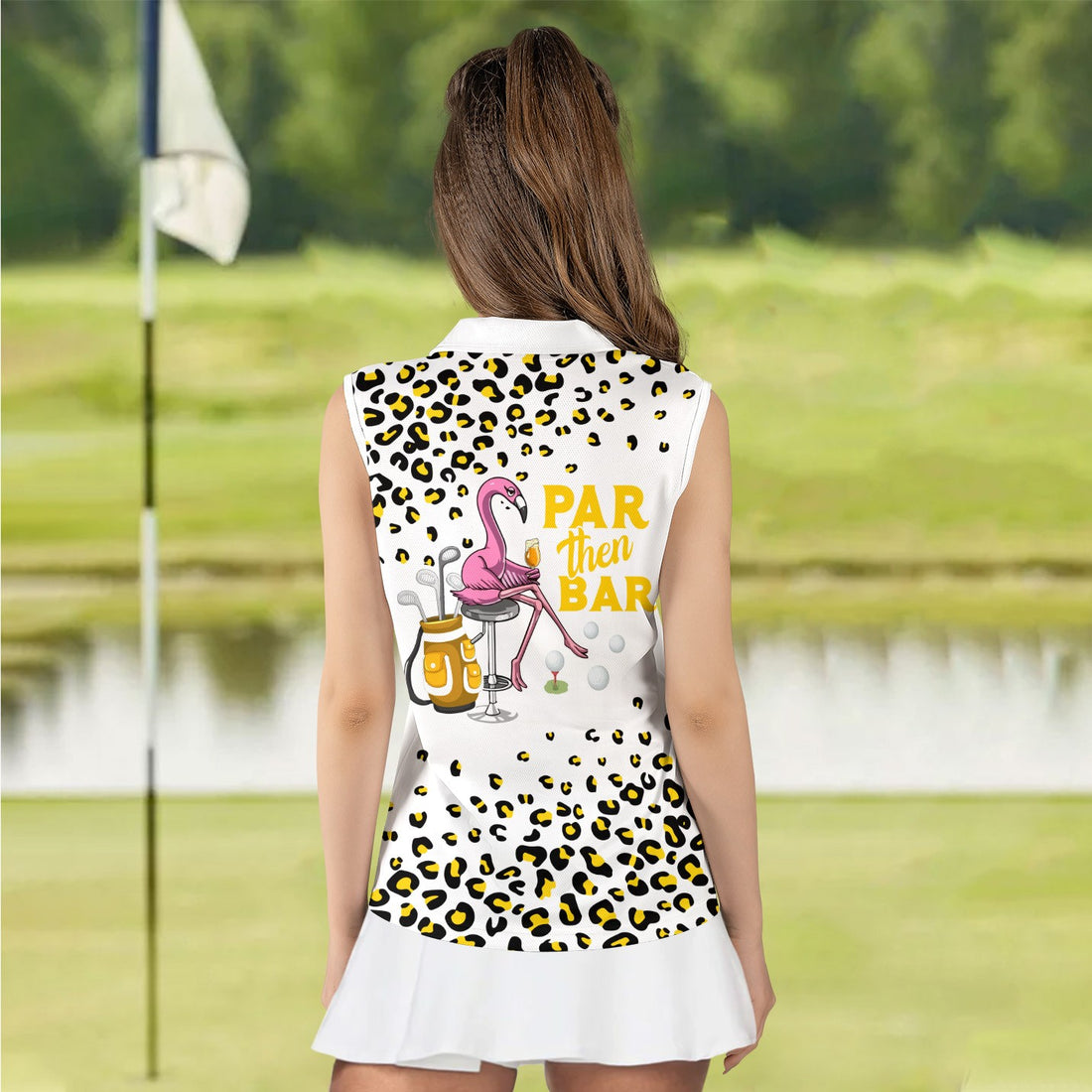 Leopard Par Then Bar Flamingo Beer Women Polo Shirt LVH020101