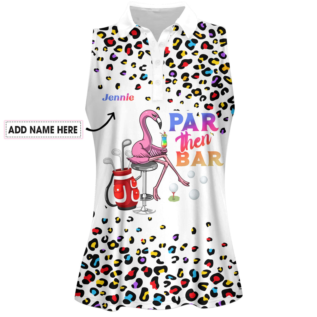 Pink Leopard Par Then Bar Flamingo Cocktail Women Polo Shirt LVH030101