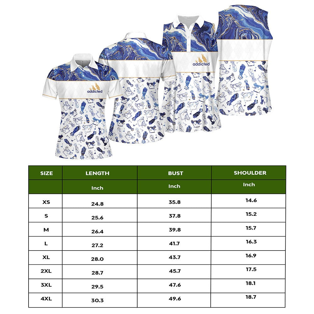 Blue Marble Seamless Golf Pattern Women Polo Shirt LVH030201