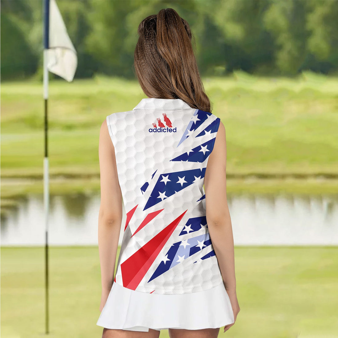 Addicted American Flag Abstract Women Polo Shirt LVH080201