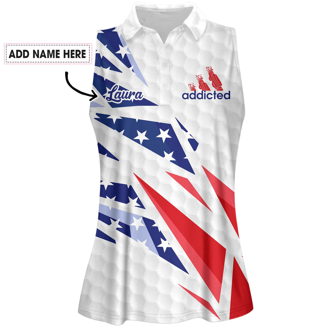 Addicted American Flag Abstract Women Polo Shirt LVH080201