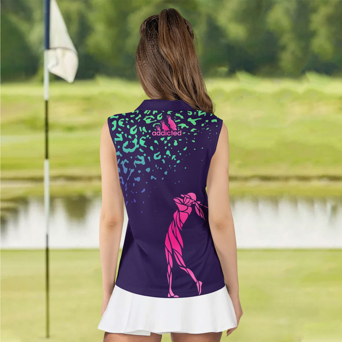 Gradient Women Golf Silhouette Leopard Women Polo Shirt LVH100301