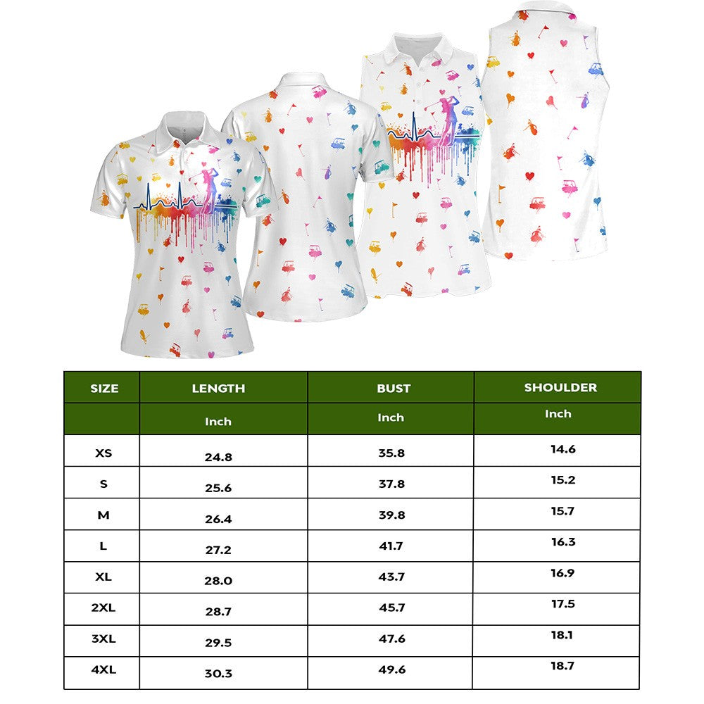 Women Golf Heart Beat Water Color Women Polo Shirt LVH120101