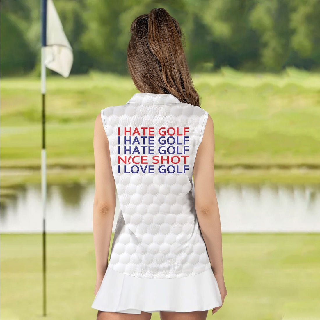 Nice Shot I Hate Golf American Flag Women Polo Shirt LVH140101