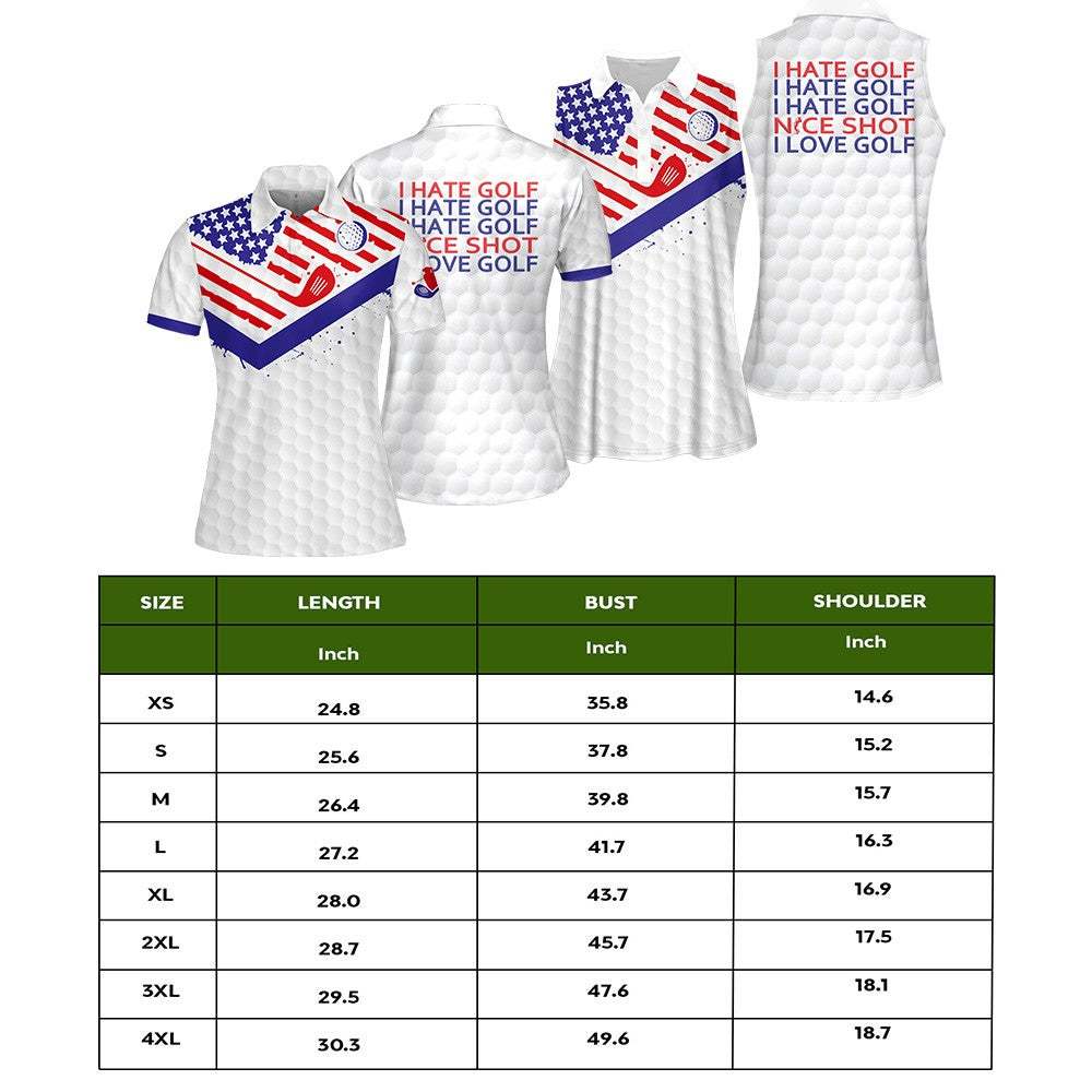 Nice Shot I Hate Golf American Flag Women Polo Shirt LVH140101