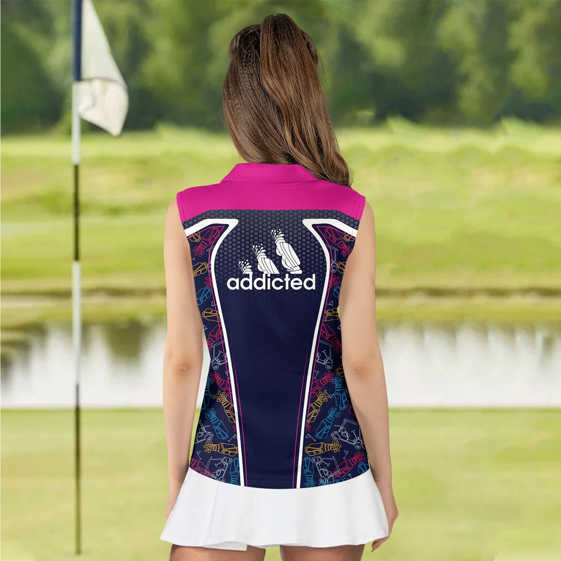 Addicted Golf Line Pink Women Polo Shirt LVH160301