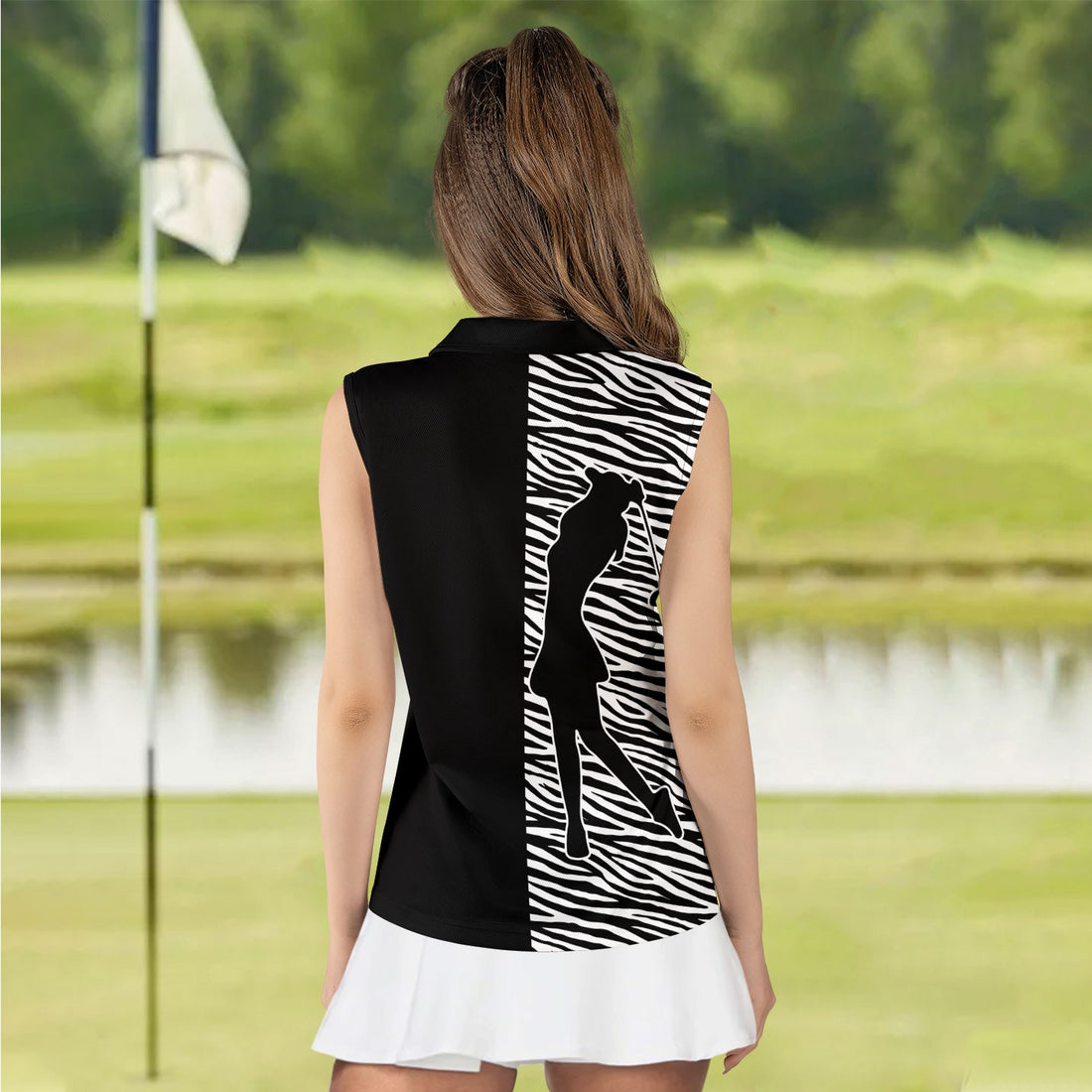 Zebra Pattern Golf Addicted Women Polo Shirt LVH180101