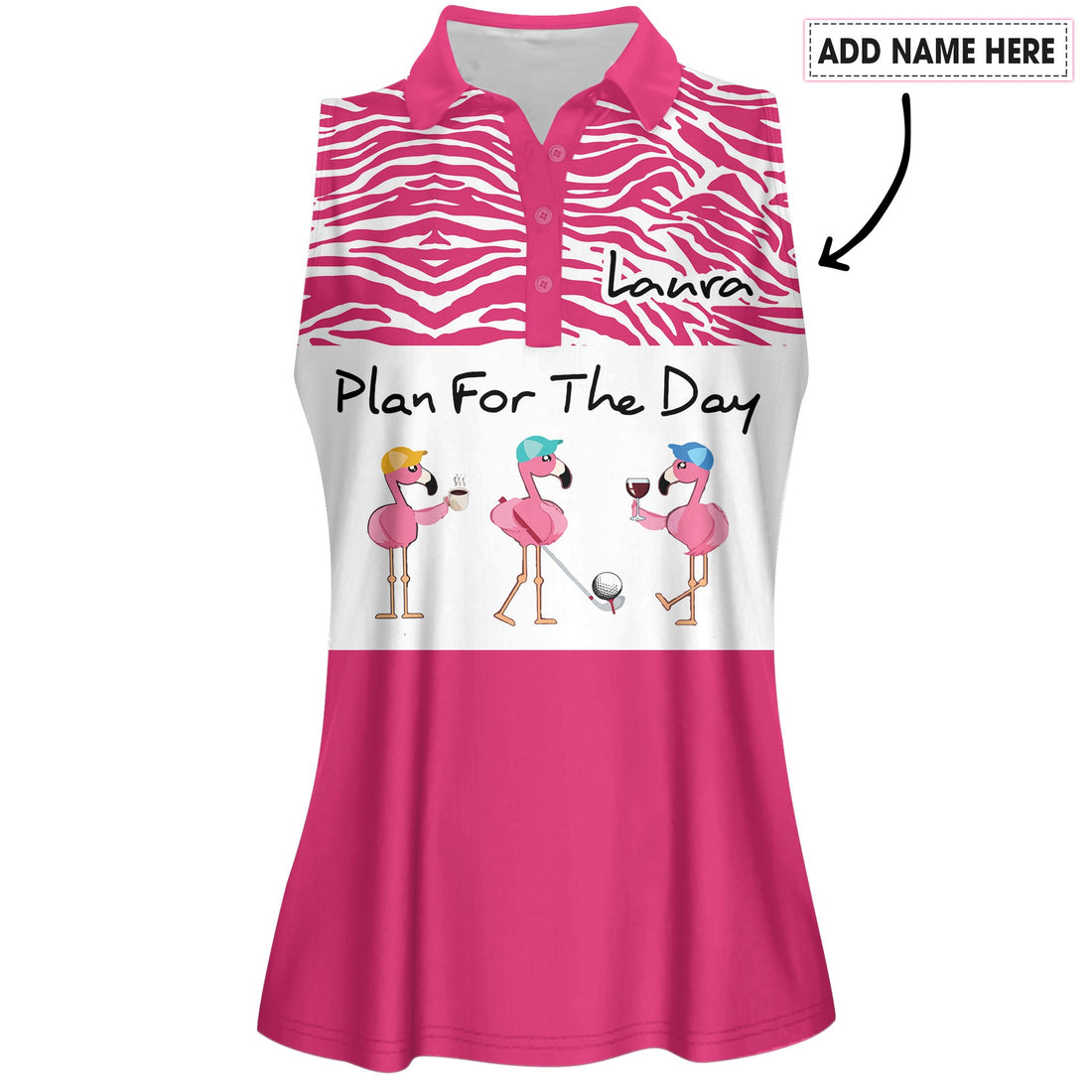 Plan For The Day Drink Wine Flamingo Women Polo Shirt LVH180201