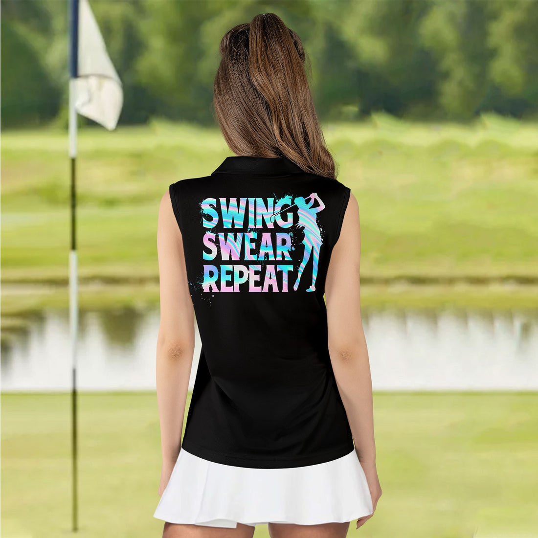 Hologram Swing Swear Repeat Women Polo Shirt LVH190101