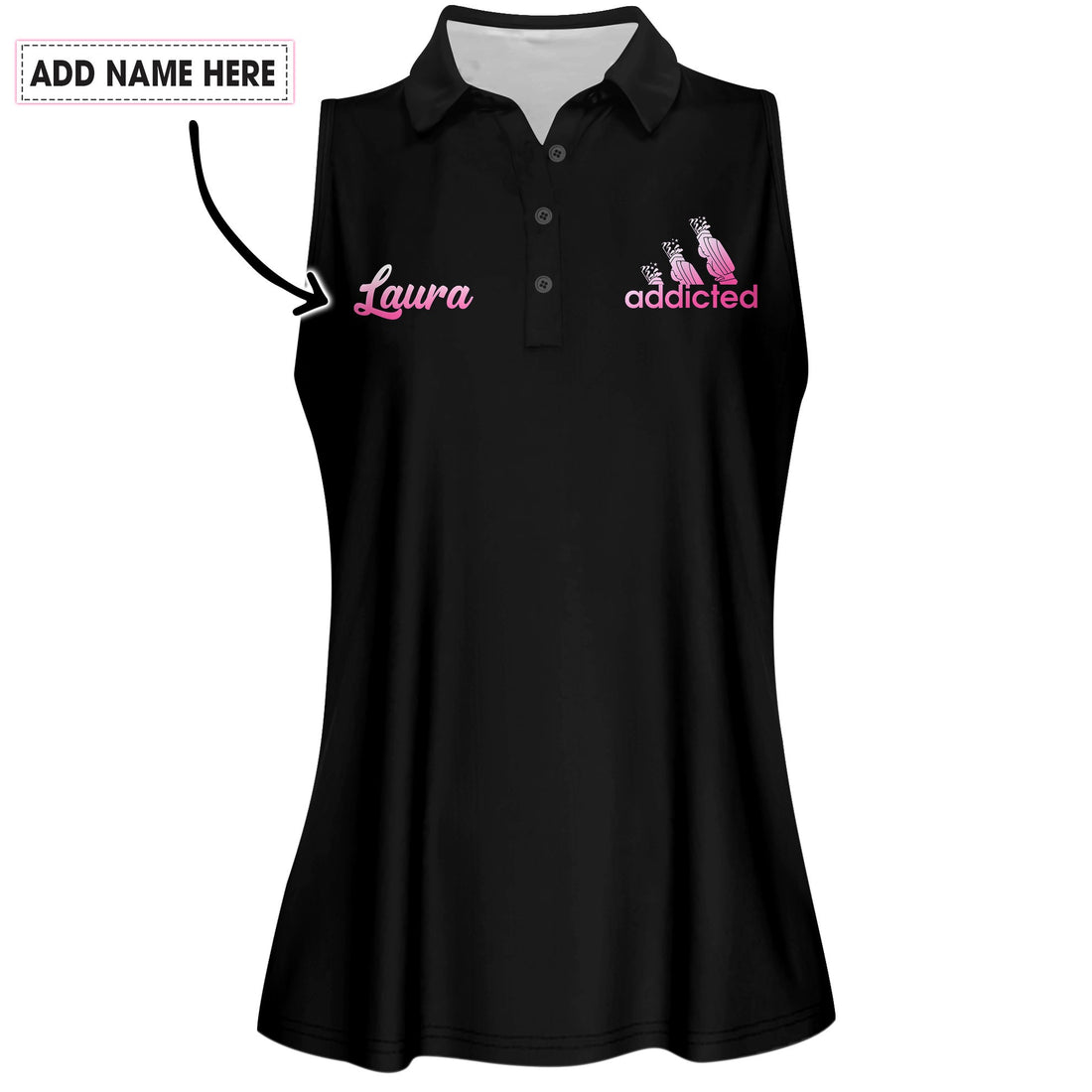 Addicted I Hate Golf Gradient Black Flamingo Women Polo Shirt LVH230201