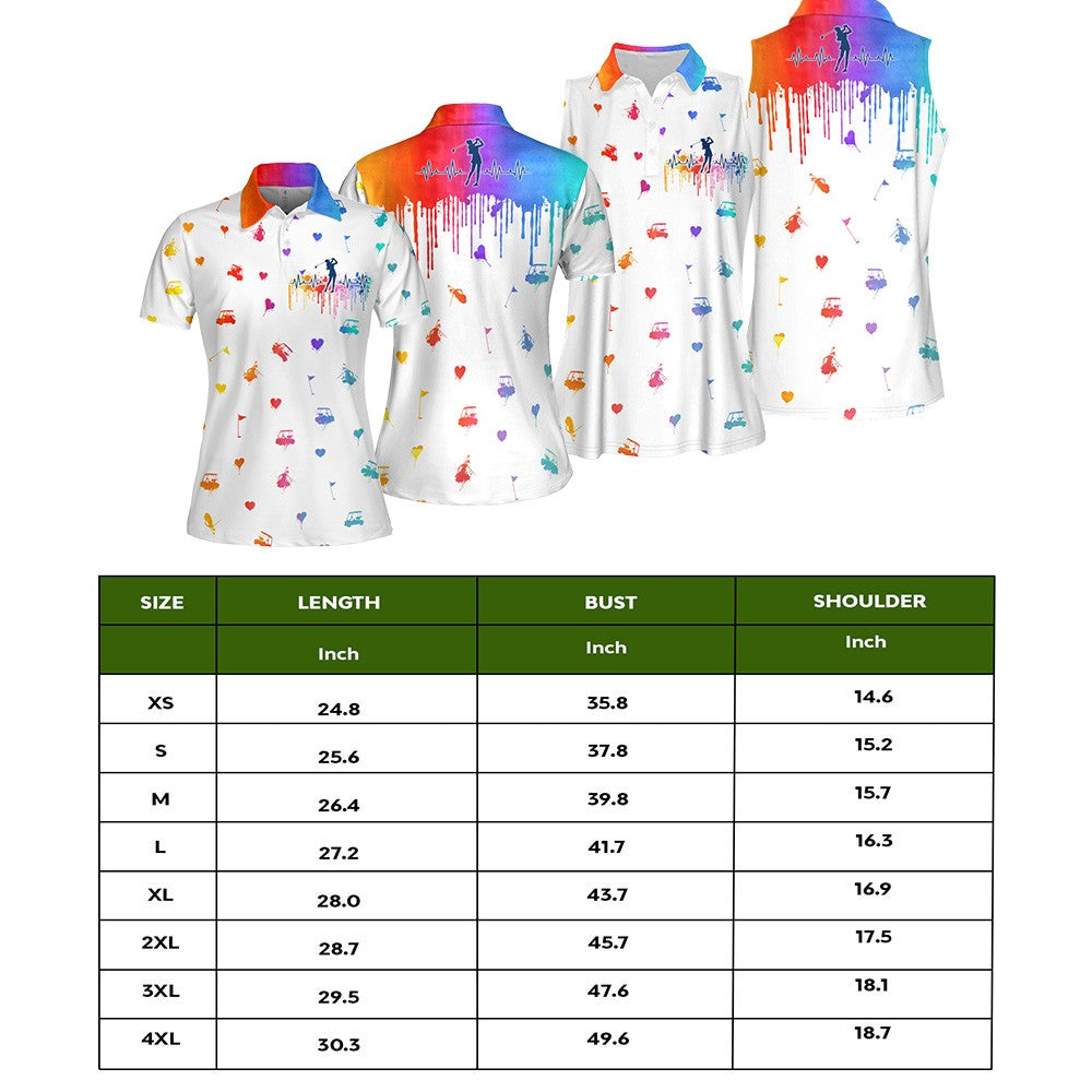 WOMEN GOLF HEART BEAT WATER COLOR Women Polo Shirt LVH260101