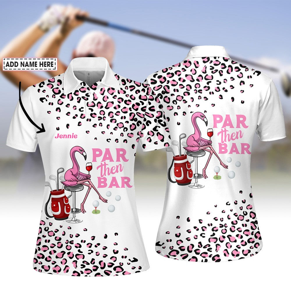 Pink Leopard Par Then Bar Flamingo Women Polo Shirt LVH010101