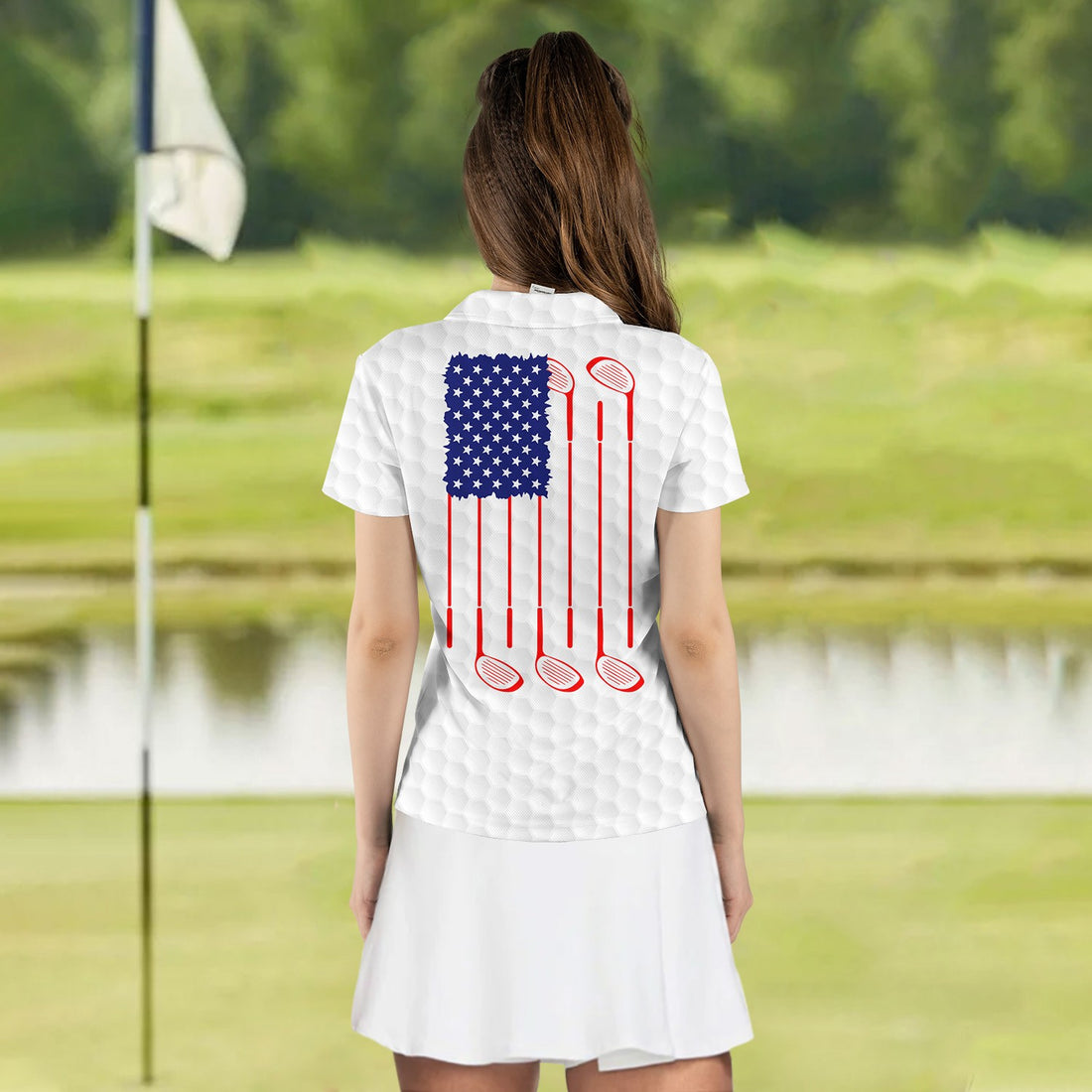 Texas Golfer America Golf Flag Women Polo Shirt LVH030301