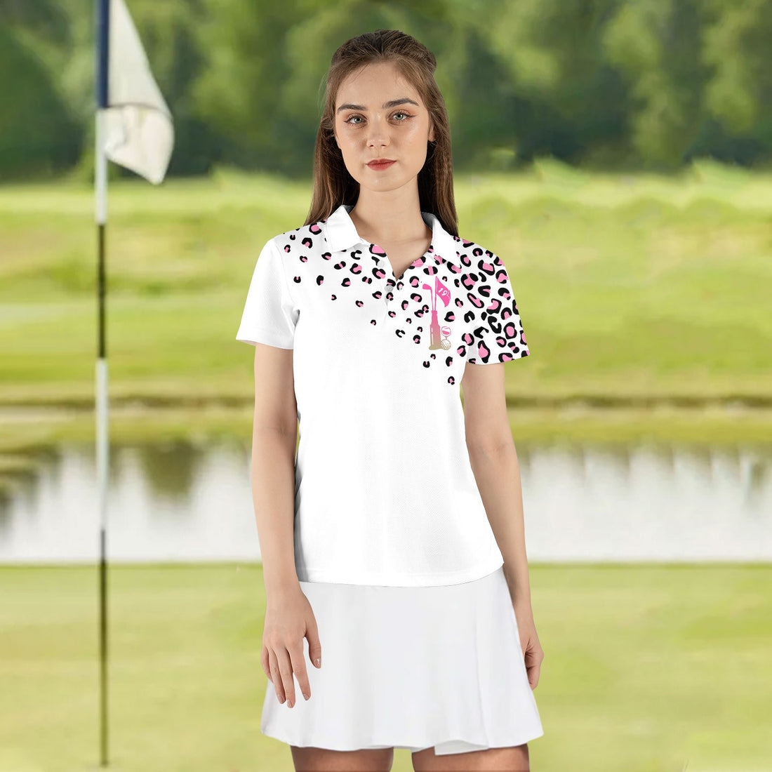 Par Then Bar Leopard Flamingo Women Polo Shirt LVH040101