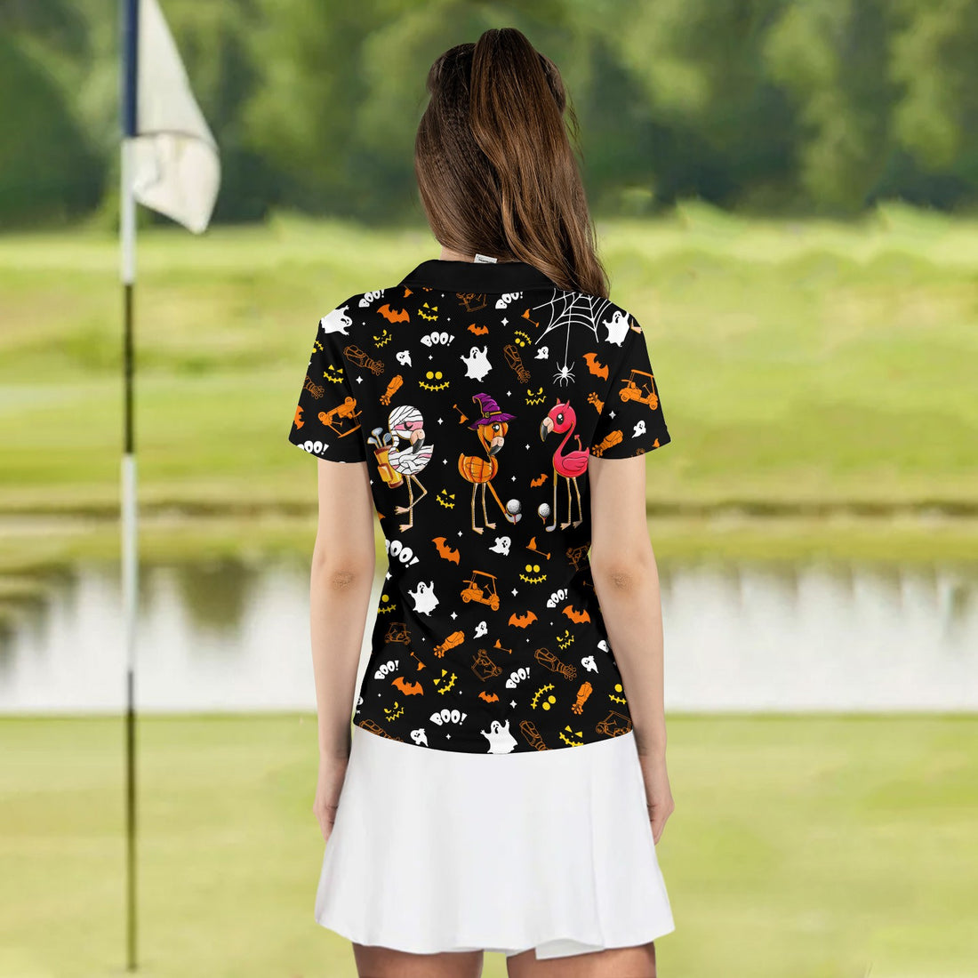 Flamingo Golf Halloween Women Polo Shirt LVH050201