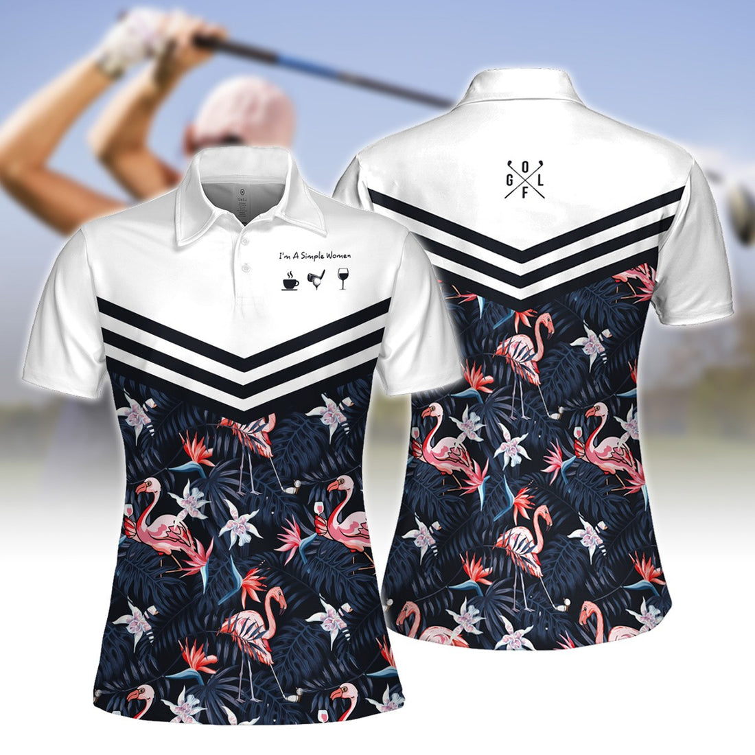 I'm A Simple Women Flamingo Tropical Women Polo Shirt LVH050301