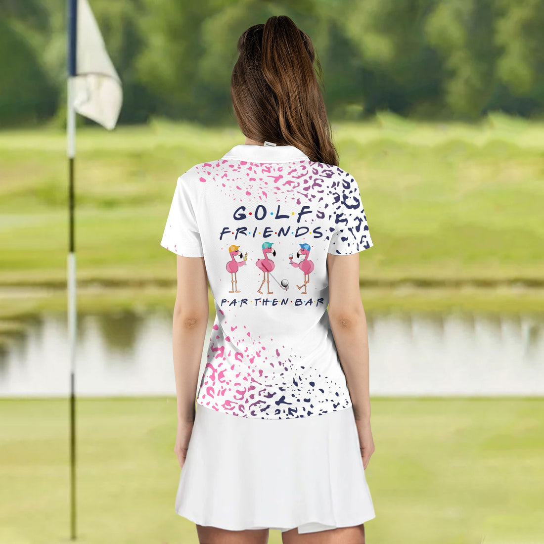 GOLF FRIENDS PAR THEN BAR LEOPARD FLAMINGO Women Polo Shirt LVH060101