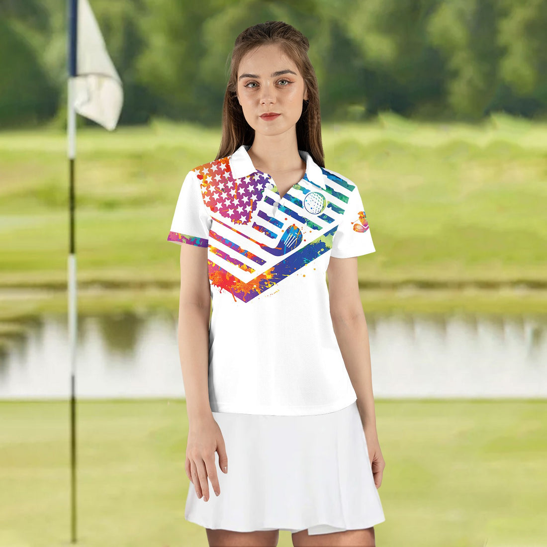 Water Color Par Then Bar Women Polo Shirt LVH070101